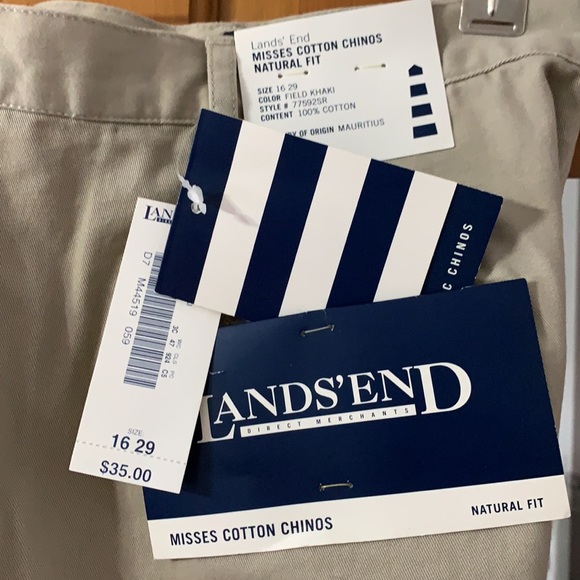 Lands’ End Misses Size 16 Short Cotten Chinos Natural Fit - Picture 4 of 8